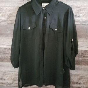 Linea by louis Dell Olla black sheer button down